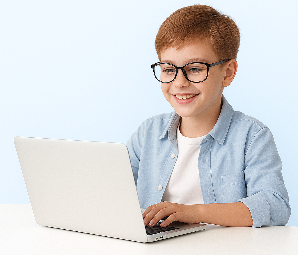 Ребёнок за ноутбуком